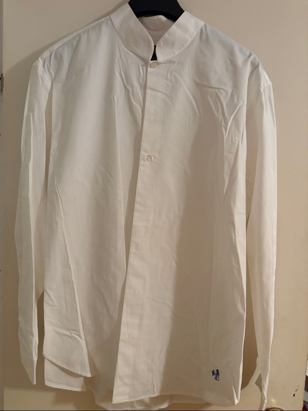 J. Peterman White Band-Collar Dress Shirt